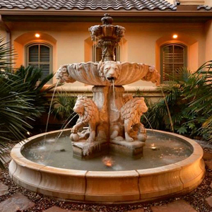 Fontaine cascade tête de <span class=keywords><strong>lion</strong></span> en marbre blanc naturel pour la décoration de jardin - Product Image 3