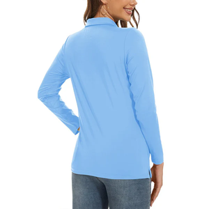 Bán Buôn Tùy Chỉnh In Trên Nhu Cầu Polo Của Phụ Nữ Golf UPF 50 + Mặt Trời Bảo Vệ 3-Nút Nhanh Chóng Khô Thoáng Khí Dài Tay Áo Polo Áo Sơ Mi - Product Image 2