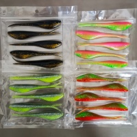 Lot de 5 leurres souples Shad à queue fendue de 12 cm en TPE, action nageuse réaliste, pour la pêche en eau salée et douce