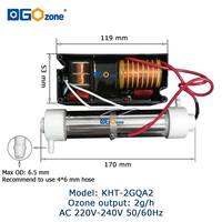 Mini Módulo de Ozono 2g, Generador de Ozono por Descarga Corona 220V/110V para Purificación de Aire y Agua, Ozonizador con Tubo de Cuarzo, Directo de Fábrica