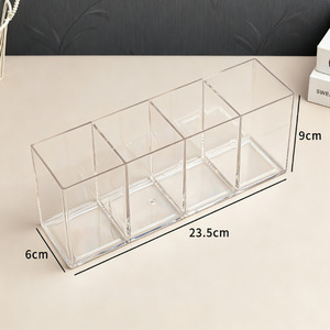 ที่ใส่ปากกาอะคริลิคใส 23.5x9x6 ซม. กล่องเก็บเครื่องสำอางแปรงแต่งหน้าออแกไนเซอร์เดสก์ท็อปเครื่องเขียนคอนเทนเนอร์ - Product Image 1