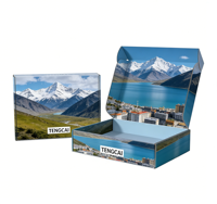 Emballages cadeaux écologiques en carton ondulé, boîtes pliables personnalisées avec revêtement UV, laminage mat, doublure en éponge