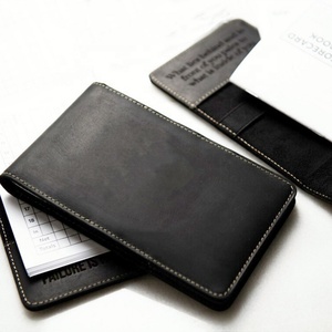 Black Luxury Personalized Leather Golf Scorecard Holder with Waterproof Case Customized Yardage Book Cover - Product Image 1