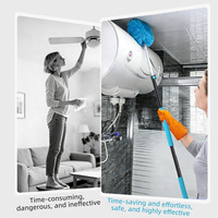 Plumeau de nettoyage écologique en alliage d'aluminium extensible de 3,6 m avec tête en microfibre moelleuse et manche télescopique noir réglable pour nettoyer les coins difficiles