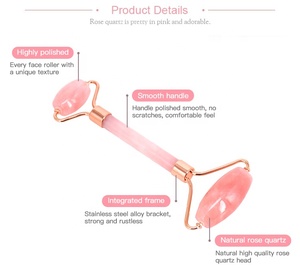 High Quality Natural Jade Face Massager Rose Quartz Roller Jade Roller <strong>Gua</strong> <strong>Sha</strong> <strong>Set</strong> - Product Image 2