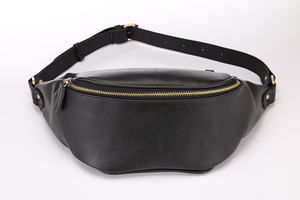 Sac banane vintage personnalisé en cuir Crazy Horse rétro unisexe sac à bandoulière loisirs sport sac banane en cuir végétalien pour femmes hommes - Product Image 2