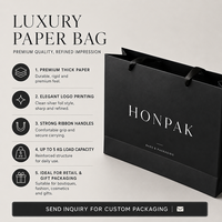 Sac en carton de luxe personnalisé, noir, matériaux recyclés, impression offset, emballage pour cadeaux, vente au détail et emballage de marque HONPAK