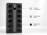 Casillero Inteligente de Carga para Teléfonos con 12 Puertas y Ventanas de Privacidad Tintadas, Gabinete con Código PIN para Oficina, Hospital y Sala VIP - 2026