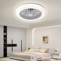Ventilateur de Plafond Intelligent Moderne de 18 Pouces pour Chambre à Coucher, Salle à Manger, Plafonnier LED avec Ventilateur et Télécommande