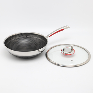 <span class=keywords><strong>Wok</strong></span> Triple de Acero Inoxidable 30/32/34cm, 3 Capas, Antiadherente, con Tapa de Vidrio Templado, Apto para Lavavajillas, Capacidad 18L - Product Image 2