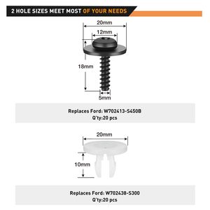 Kit de tornillos para matrícula RUISEER, tornillos de protección contra salpicaduras de motor con tuercas de nailon para rejilla deflectora de revestimiento de guardabarros de motor - Product Image 2