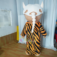 Costume de Mascotte Guerrier Personnalisable en Peluche EVA à Rayures Tigre avec Casque Os et Crâne pour Promotions de Marque et Événements