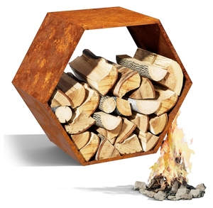 Étagère hexagonale en métal <span class=keywords><strong>de</strong></span> 30 pouces couleur fer rouille Design minimaliste étagère <span class=keywords><strong>de</strong></span> stockage <span class=keywords><strong>de</strong></span> <span class=keywords><strong>bois</strong></span> <span class=keywords><strong>de</strong></span> <span class=keywords><strong>chauffage</strong></span> personnalisable - Product Image 1