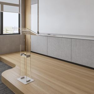 Iangel moderne acrylique podium support clair pupilles pupilles pour salle de classe mariages églises avec étagère de rangement en métal - Product Image 1