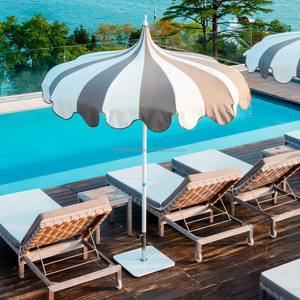 HH Heavy Duty Hawaii Bali Resort Pink and <span class=keywords><strong>White</strong></span> Stripe Pagoda <span class=keywords><strong>Patio</strong></span> Vieira Sombrilla de playa con borlas para jardín de hotel al aire libre - Product Image 3