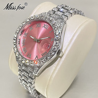 Montre-bracelet pour femme avec cristaux CZ, chiffres romains, cadran soleil, lunette en cristal, bracelet, date Cyclops, multi-options, style habillé