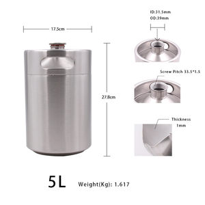 Biểu Tượng Tùy Chỉnh Bia Mini Keg Hệ Thống 5L Thép Không Gỉ Bia Growler Xách Tay Mini Keg Dispenser Kegerator Kit - Product Image 2