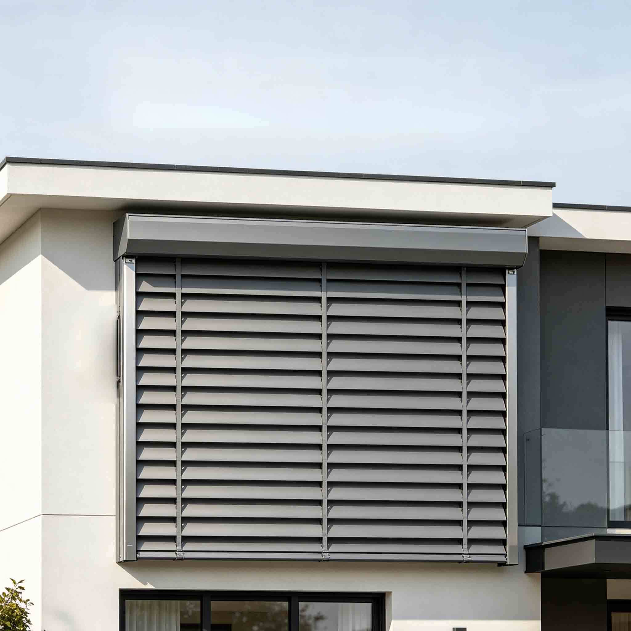 Waterproof Smart Electric Aluminum Blinds Wind Resistant Outdoor Louver Shades Custom for Residence Hotel