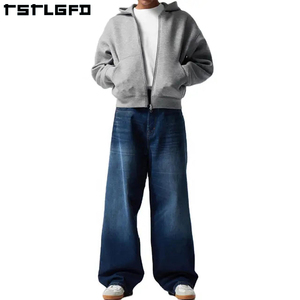 Fabricants écologiques Heavyweight 100% Cotton Zipper Hoodie 500gsm Oversized Boxy Cropped Digital Printing pour l'hiver - Product Image 5