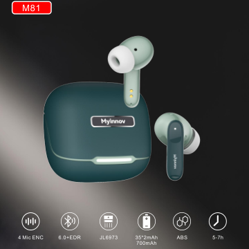 TWS for 5.4 IN-Ear Wireless Earbuds M81 Noise Cancelling Waterproof Sports Earphones Voice Control Digital Display 20+