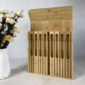 Organisateur de cuisine en bambou pour tiroir, porte-couteaux en bambou à insérer dans le tiroir - Product Image 6
