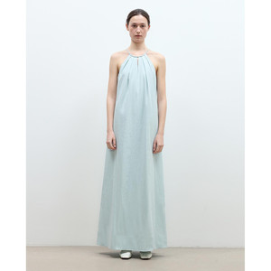 Robe longue d'été pour femme, style minimaliste, col halter, design ajouré - Product Image 5