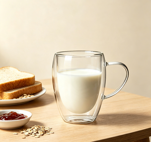 350ml <b>Double</b> <b>Wall</b> Borosilicate Glass Coffee <b>Mug</b> Handle Clear Insulated Modern Design Unisex for Tea Espresso Water Beverages - Product Image 4