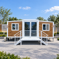 Maison conteneur intégrée avec ailes latérales extensibles, unité de logement préfabriquée et conception de bâtiment modulaire pliable