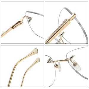 משקפי ראייה אופטיים ללא מסגרת, בעיצוב עין חתול, אופנתיים לנשים, עם חסימת אור כחול, עם לוגו בהתאמה אישית לשנת 2025 - Product Image 4