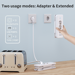 <span class=keywords><strong>Presa</strong></span> di prolunga ciabatte <span class=keywords><strong>orologio</strong></span> elettronico <span class=keywords><strong>con</strong></span> porte PD 20W 1 USB e 2 prese C ue ciabatta Standard - Product Image 6
