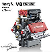 Bloques de Construcción Mecánicos de Motor V8, Modelo de Motor de Coche Multicilíndrico, Juguete de Ensamblaje Listo para Usar, de Plástico, Unisex