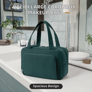 <b>Large</b> Capacity <b>Makeup</b> <b>Bag</b> for Women, Travel Cosmetic with Brush Slots, Zipper Closure Handle Portable Tote - Product Image 2
