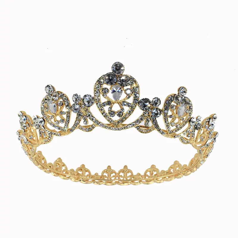 Birthday Zircon Crown Bridal Wedding Hair Accessories Alloy Rhinestone Full Round Tiaras and Crowns