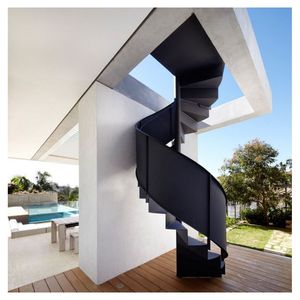 Escalier en colimaçon incurvé intérieur luxe moderne décoration de la maison escaliers en verre double poutre latérale escaliers en <span class=keywords><strong>bois</strong></span> - Product Image 4