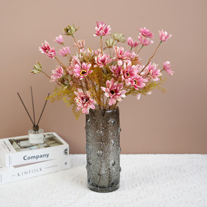 Chrysanthème artificiel Greenway à tige unique, 5 têtes, fleur en soie, décoration d'intérieur, ornement de mariage - Product Image 1