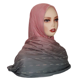 Transitiekleurige geprinte rechte gestreepte polyester jersey <span class=keywords><strong>hijab</strong></span> modieuze Midden-Oosterse sjaal rekbaar met strass steentjes - Product Image 4