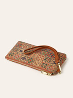 Tas Selempang Wanita Bahan Gabus Motif Vintage dengan Ritsleting, Cocok untuk Penggunaan Sehari-hari