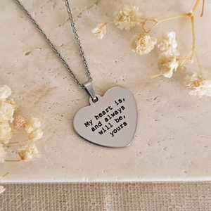 Acero inoxidable joyería personalizada amor regalo declaración cita grabado corazón Collar personalizado frase joyería - Product Image 3
