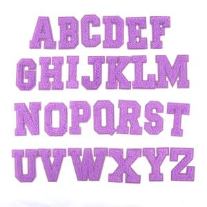 New Iron on 7cm/2.75inch Colorful Hot pink Purple Chenille Letter Patch - Product Image 2
