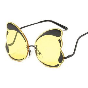 Lunettes de soleil tendance de luxe 2019 pour femmes, couleur jaune, effet papillon rouge, protection UV400, style œil de chat, surdimensionnées - Product Image 6