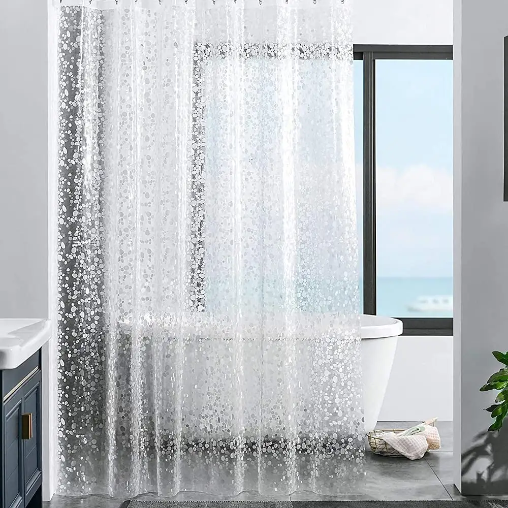 Transparent Plastic Shower Curtain Lining for Bathroom Heavy Duty Waterproof 3D EVA Farmhouse Shower Curtain Liner Bath Curtain