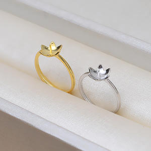 S925 Silver Simplified <b>Lotus</b> Open End Ring DIY Pearl <b>Jewelry</b> Accessories 7-9 Pearl Ring with Empty Stand Loose Pearls 199 - Product Image 3