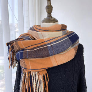 Autumn and Winter High-end Women's Plaid Tassel <b>Shawl</b> Thickened Warm Scarf - Product Image 4