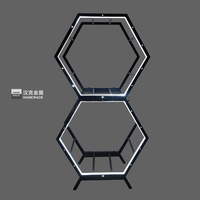 Nouveau support de jante hexagonal lumineux en acier avec écran LED, support de présentation avec revêtement en poudre, moyeu de roue lumineux