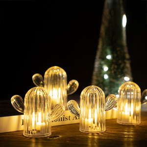 Simpatiche luci notturne a forma di Cactus, Mini <span class=keywords><strong>lampada</strong></span> da tavolo In acrilico <span class=keywords><strong>trasparente</strong></span> per la stanza dei bambini a casa o per feste, alimentate a batteria - Product Image 5