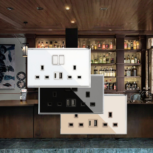 Đôi Switched ổ cắm USB C USB sạc cổng 13A tường Ổ Cắm Anh tiêu chuẩn điện ổ cắm điện 2 AC <span class=keywords><strong>15A</strong></span> cho công nghiệp sử dụng - Product Image 3