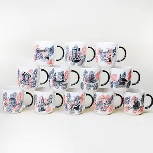 사용자 정의 로고 인쇄 중국 제조 업체 공장 직매 바르셀로나 파리 런던 파리 커피 기념품 머그 컵