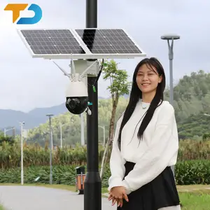 TecDeft fabrika 4g güneş kamera PTZ açık cctv 8MP gözetim güneş enerjili kamera tam renkli gece görüş ile