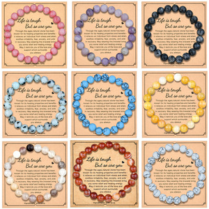 Bracelet en cristal naturel <span class=keywords><strong>de</strong></span> 8 mm en gros avec cartes, tourmaline, améthyste et œil <span class=keywords><strong>de</strong></span> <span class=keywords><strong>tigre</strong></span>, bijoux cadeaux pour hommes et femmes - Product Image 1