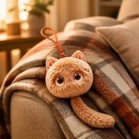 Sevimli Bebek Kedi Peluş Anahtarlık AI Sesli Sohbet Kolye Ucu 0.71 İnç TFT 20 İfade Çok Dilli Yumuşak Peluş Oyuncak Aksesuarları